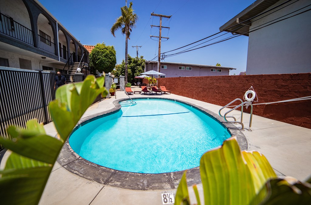 this is a photo of the pool area at Capistrano Apartments.