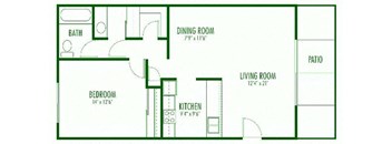 The 1 bedroom floorplan for the Aegena Prodesse Property Group 1211 Garbo Way  San Jose, CA 95117