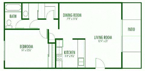 The 1 bedroom floorplan for the Aegena Prodesse Property Group 1211 Garbo Way  San Jose, CA 95117