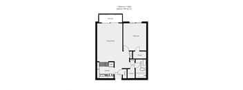 1 Bedroom floor plan for Alrod Apartments