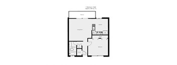 1 Bedroom floor plan for Corcoran Gardens Apartments