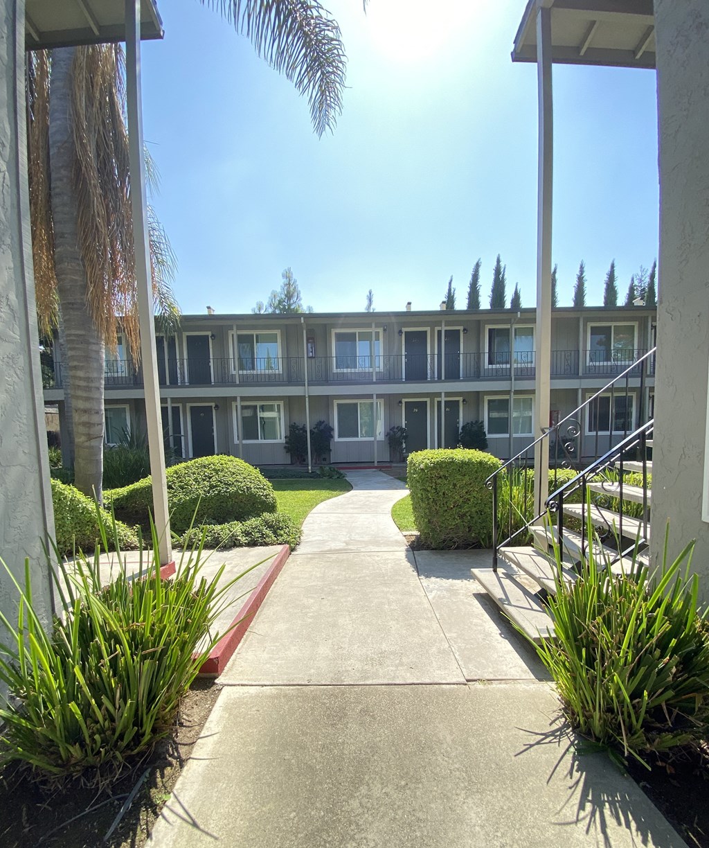 the view of our building from our walkway