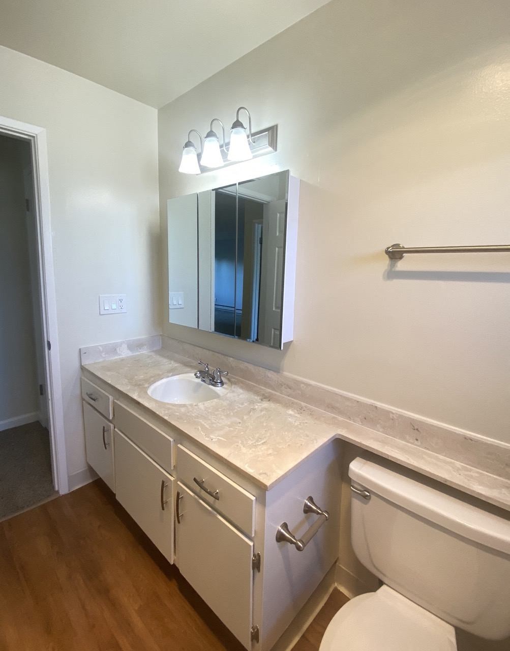 Brittany House 480 Boynton Avenue  San Jose, CA 95117 vanity sink mirror and lights in the bathroom