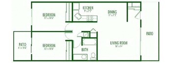 The 2 bedroom floorplan for the Aegena Prodesse Property Group 1211 Garbo Way  San Jose, CA 95117