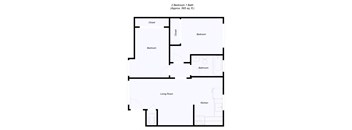 2 bedroom floor plan for Del Prado I Apartments