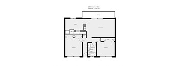 2 Bedroom floor plan for Corcoran Gardens Apartments