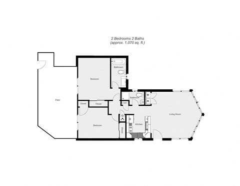 2 Bedroom floor plan for Los Gatos Gardens