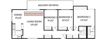 floor plan of the first floor of a house with a living room and a bedroom