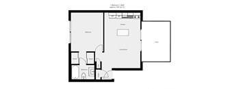 a floor plan of a house with a bedroom and a living room