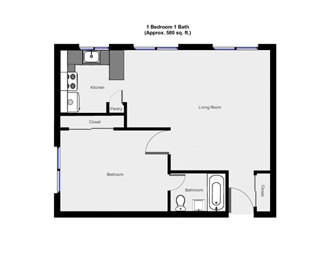 1 Bedroom floor plan for 66 E 39th st