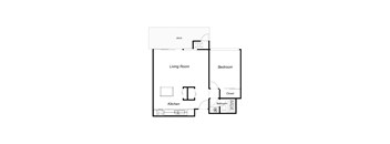 1 Bedroom floor plan for Arastradero West Apartments 