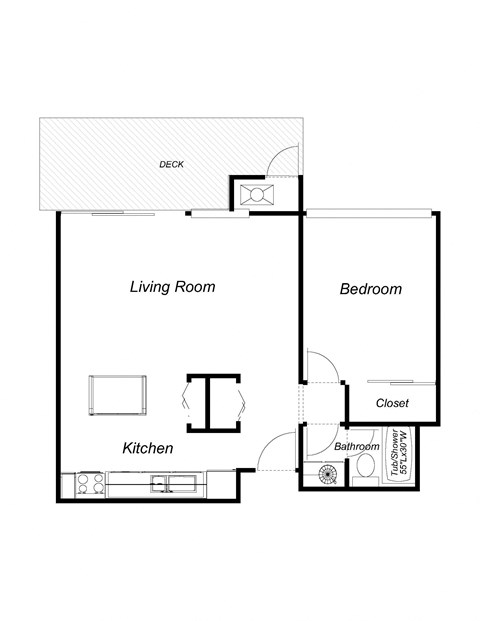 1 Bedroom floor plan for Arastradero West Apartments 