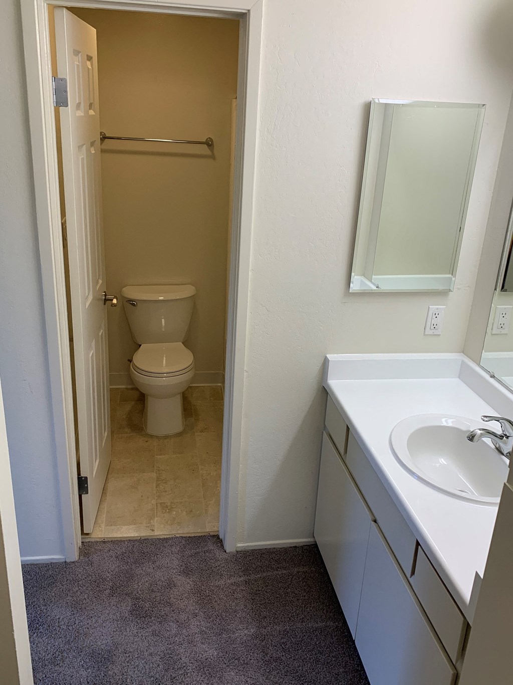 a bathroom with a toilet and a sink and a mirror
