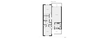 A floor plan of a 2 bedroom 1 bath apartment.