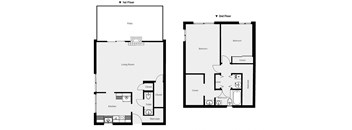 A floor plan of a two-story house with labeled rooms.