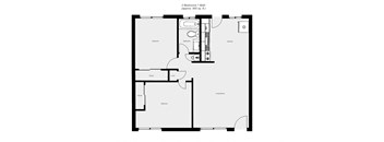 2 Bedroom floor plan for Carmel Plaza Apartments