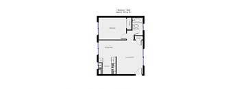 1 Bedroom floor plan for Mari-Court Apartments