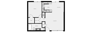 A black and white image of a floor plan for a house.