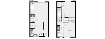 A floor plan of a two-story home with labeled rooms.