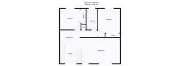 2 Bedroom floor plan for 110 Graham Apartments