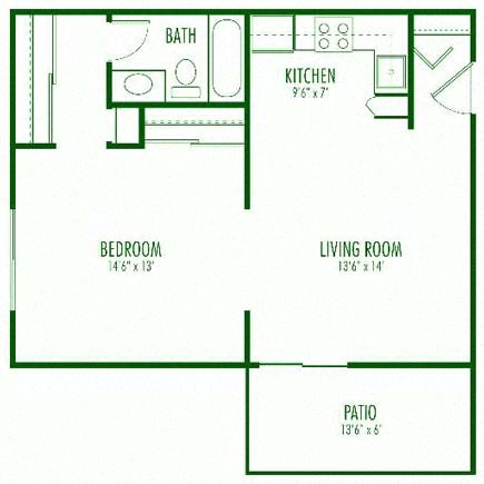 he 1-Bed, 1-Bath JR Floorplan 1211 Garbo way San Jose CA The Aegena Apts