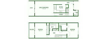 2bdrm 1.5 bth floorplan for the Aegena Apts