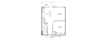 A one bedroom apartment with one bath is 670 square feet.