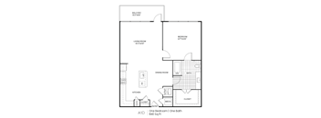 A 1 bedroom and 1 bathroom apartment is 840 square feet.