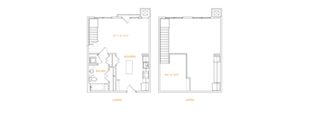 A floor plan of a two-story house with dimensions and labels for each room.
