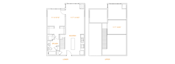 A floor plan of a two-story house with labeled rooms.