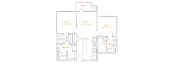 A floor plan of a house with labeled rooms and dimensions.