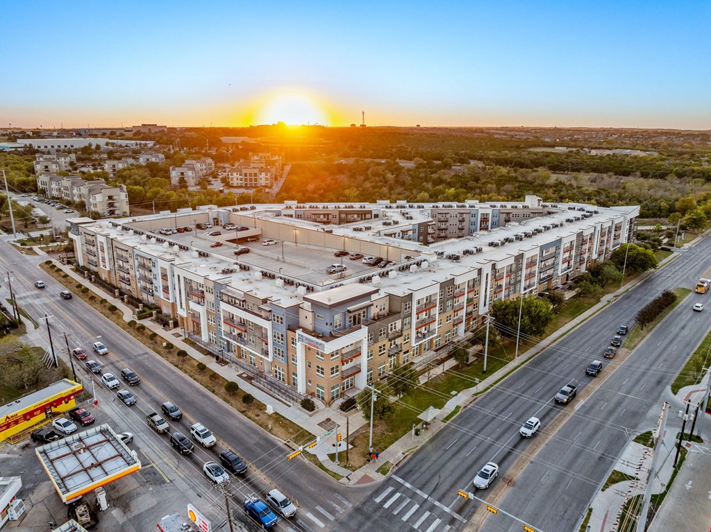 Drone Buildings View at Bridge at Henley, Austin, Texas