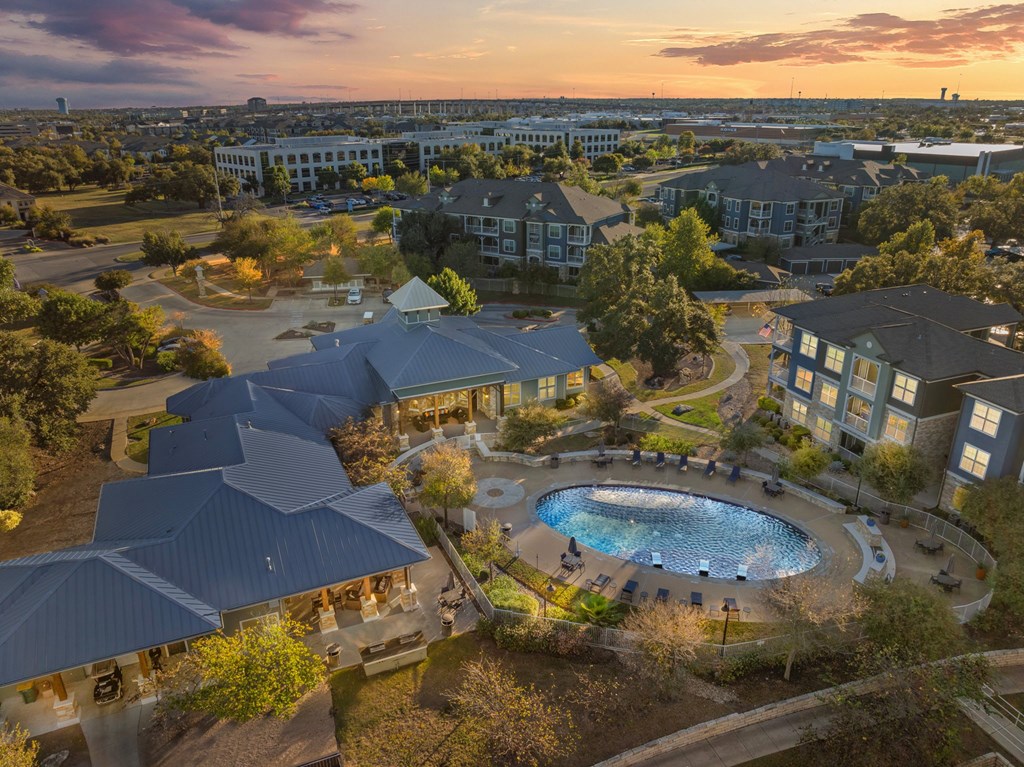 Drone Pool View at Bridge at Indigo, Texas