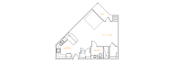A floor plan of a house with a play area, a nourish area, and a splash area.