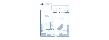A floor plan of apartment A4N with a 1 bedroom and 1 bathroom.