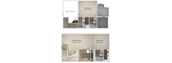A diagram shows two different floor plans for a two bedroom apartment.