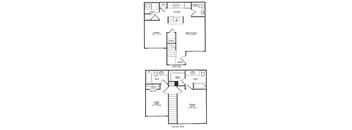 A floor plan of a two-story house with a first and second level.