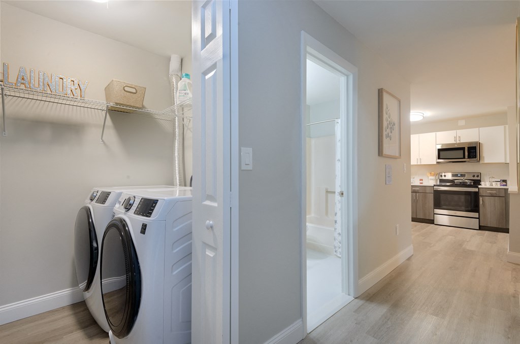 a washer and dryer in a laundry room