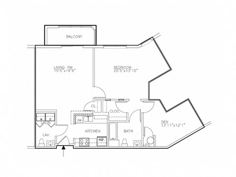 The Wakefield 1-bedroom + den apartment