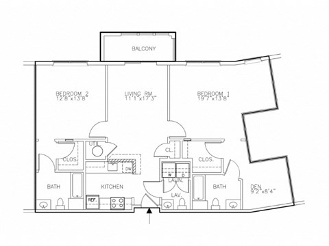 The Washington 2-bedroom + den apartment