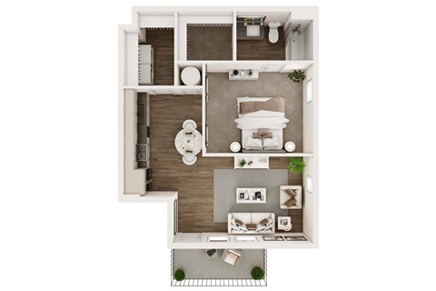 1 bed 1 bath floor plan at Livano Trinity Apartments, Nashville