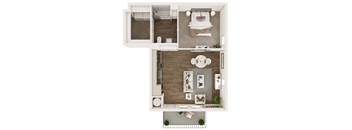 1 bed 1 bath floor plan A at Livano Trinity Apartments, Tennessee