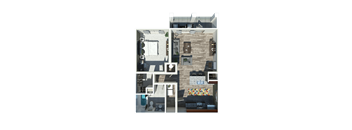 1 Bed Floorplan at The Ridge at Chenal Valley Apartments, Little Rock, AR