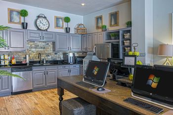 Coffee Bar With Business Center at The Aster Sugar Land Apartments, Sugar Land, Texas