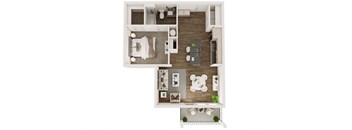 1 bed 1 bath floor plan C at Livano Trinity Apartments, Nashville, TN, 37207
