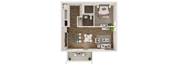 1 bed 1 bath floor plan D at Livano Trinity Apartments, Nashville, TN