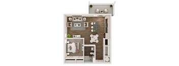 1 bed 1 bath floor plan E at Livano Trinity Apartments, Nashville, 37207