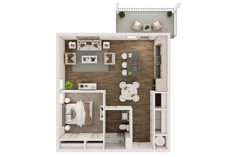 1 bed 1 bath floor plan E at Livano Trinity Apartments, Nashville, 37207