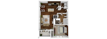 1 bedroom, 1 bathroom 648 sq ft floorplan located at Hall Creek in Arlington, TN 38002