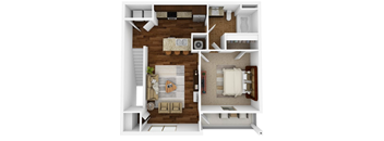 1 bedroom, 1 bathroom 747 sq ft floorplan located at Hall Creek in Arlington, TN 38002